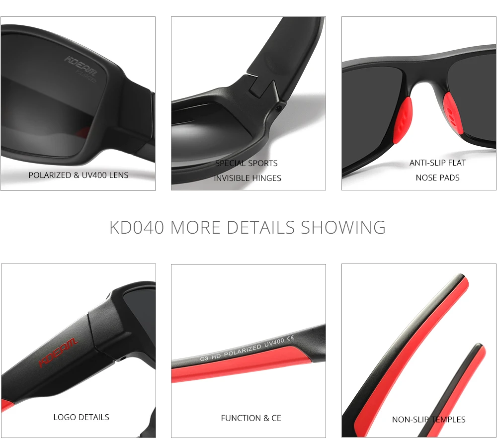 KDEAM Leistung Polarisierte Sonnenbrille Für Männer Druck Muster Design Rahmen Gläser Durchlässigkeit Cat.3 männer Sport Brille – Detail 9