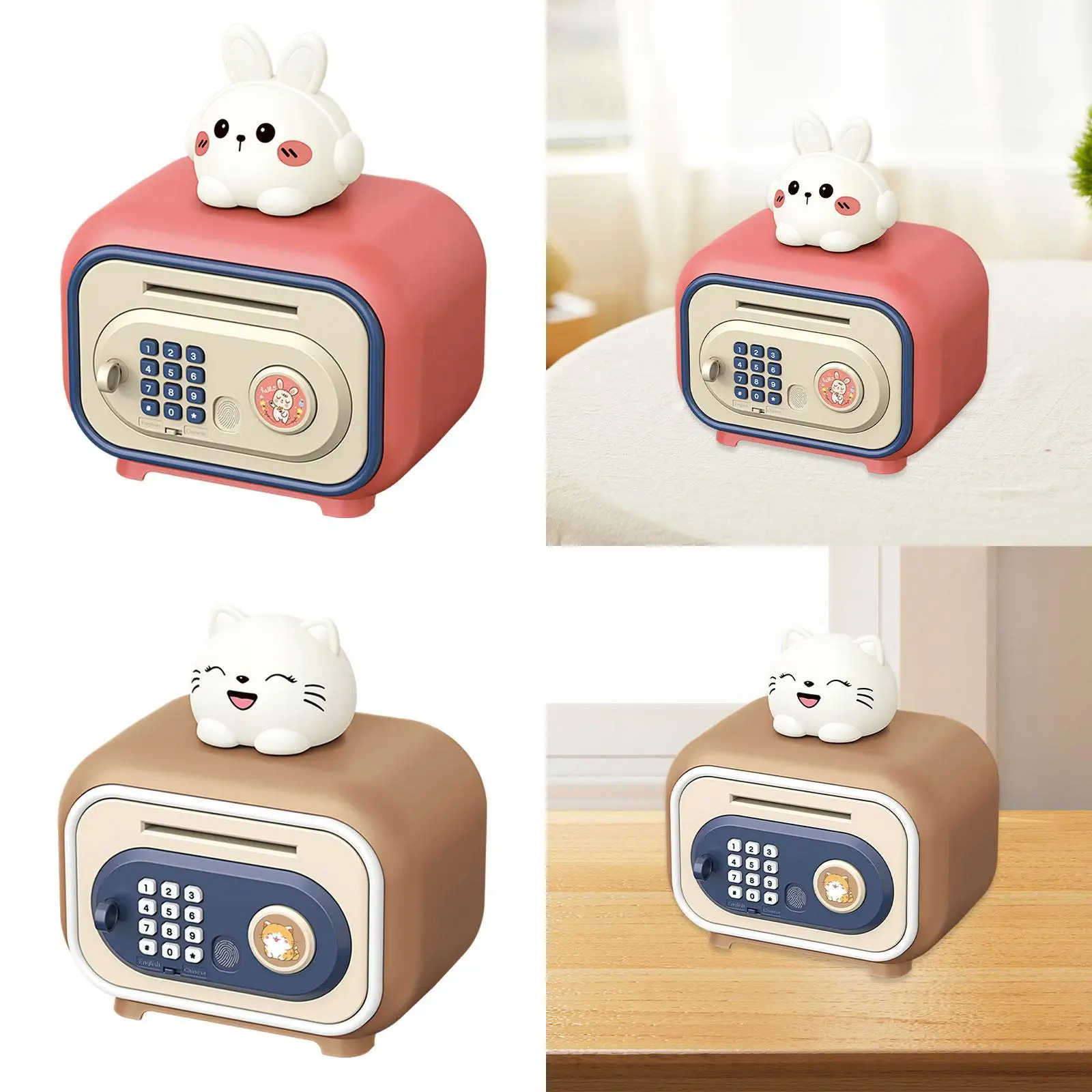 Kids Piggy Bank Automatic Roll Saving Money Cartoon Gift Personal Password & Simulation for Age 3-8 Years Children Girls Boys