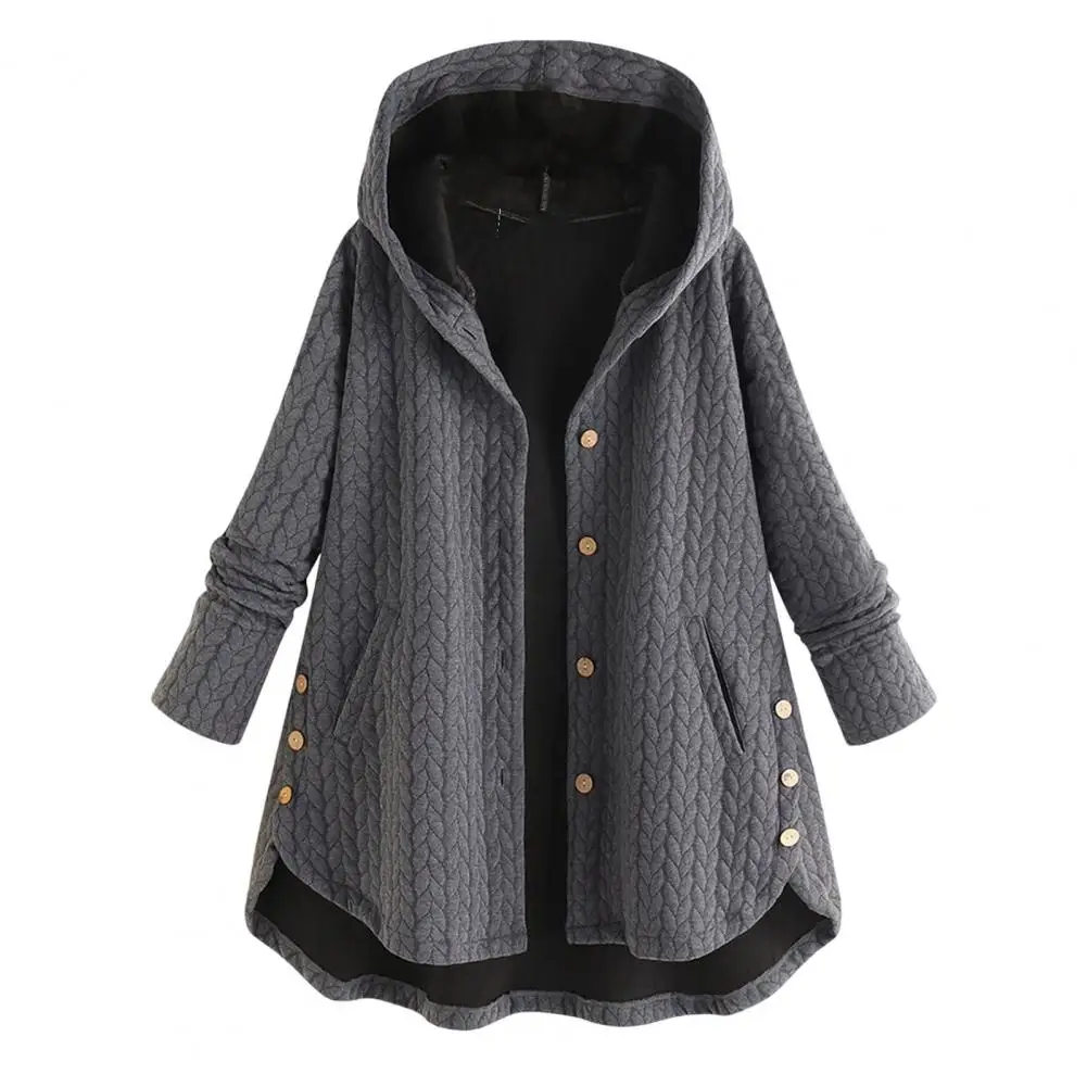 

2023 Women Cotton Coats Ladies Patchwork Button Jackets new 4xl 5xl Female Knitted Plush Coat Hooded Top Outerwear