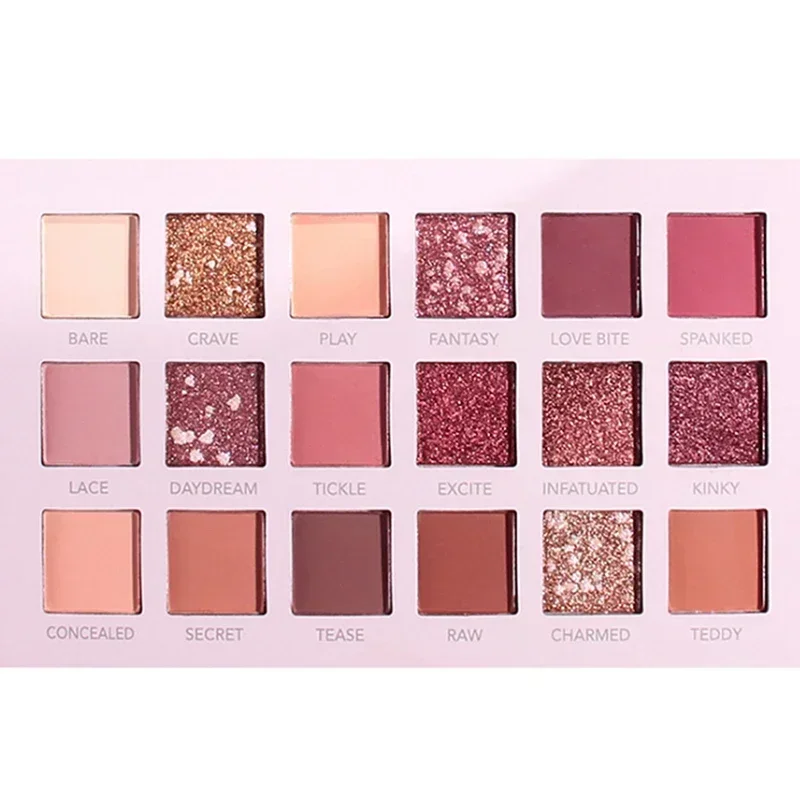 Paleta de Sombra Brilhante com Espelho, 18 Cores, Perolado, Fosco, Brilho, Pigmento, Nu, Longa Duração, Sombra de Olhos, Maquiagem