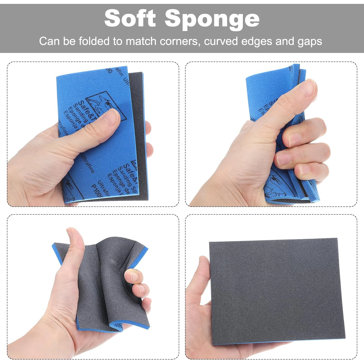 3er-Pack Schleifschwamm mit Körnung 320-1500, 4,5 x 5,5 x 0,2 Zoll, ultrafeiner Handschleifschwamm für Trocken- und Nassanwendungen, flexibel – Detail 10