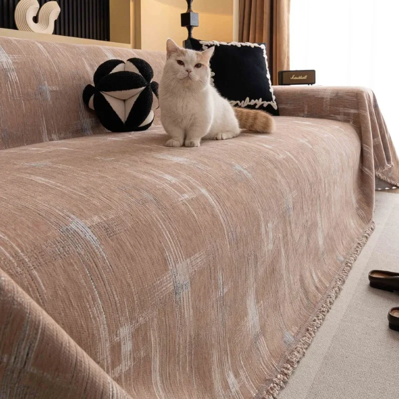 Simple Four Season Universal Sofa Cushion Modern Solid Color Wear-resistant Anti Cat Scratch Furniture Protector Home Decor