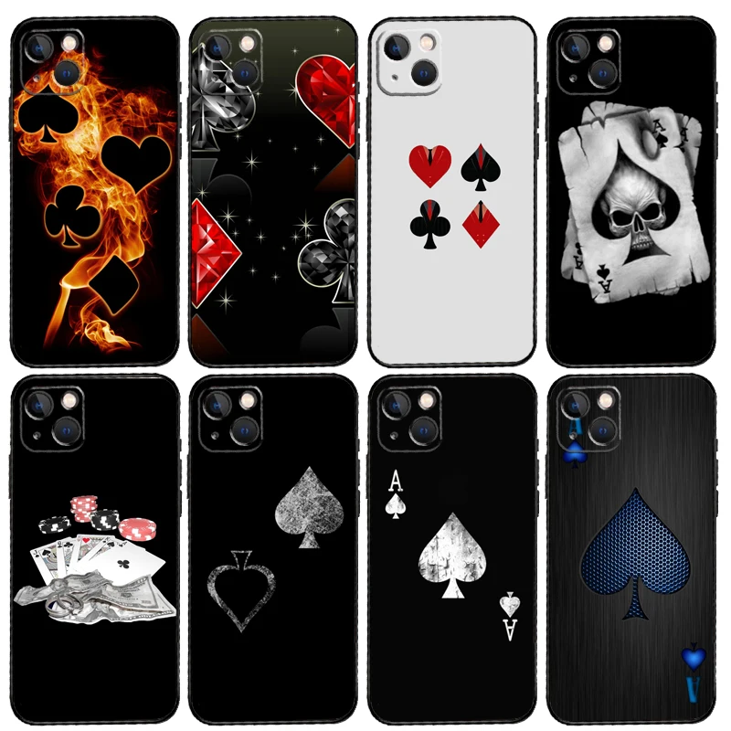 Ace of Spades Poker Phone Case For iPhone 15 14 Plus 11 12 13 16 Pro Max Mini 7 8 X XR XS Max Cover