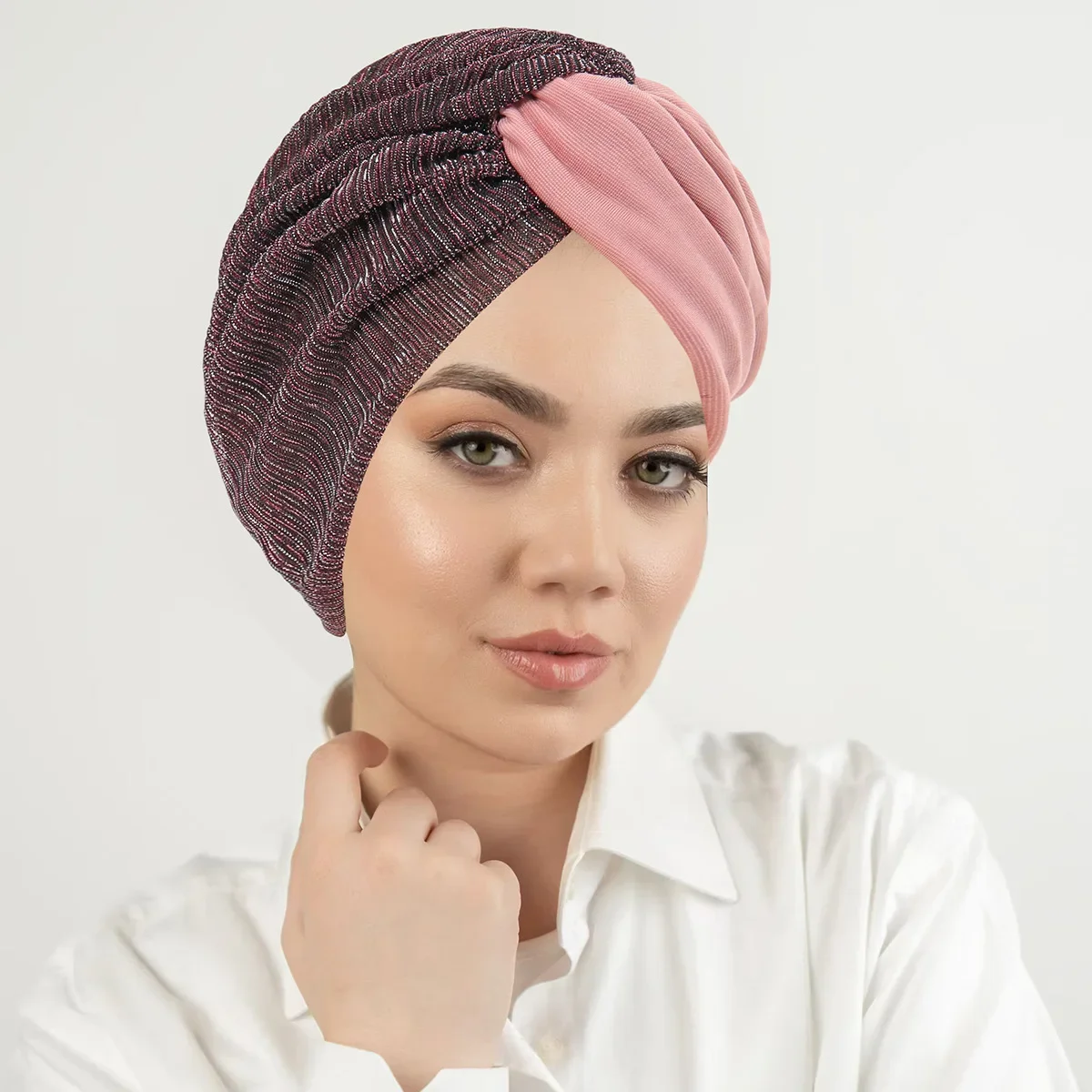 Shimmer Indian Hat Twist Knot Bonnet Muslim Hijab Turban Women Chemo Cap Hair Loss Headscarf Beanies Head Wrap Turbante Mujer