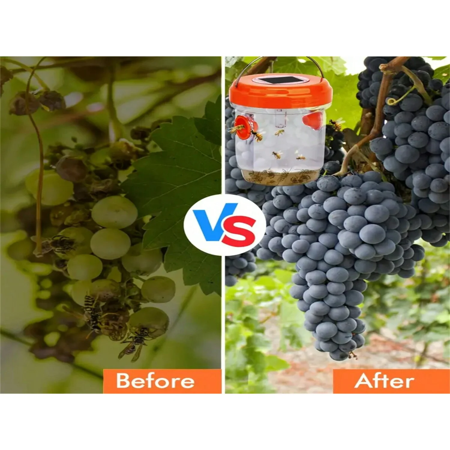 2pcs, Outdoor Solar Powered Insect Catcher, Waterproof Non-ToxicReusable Portable Bee Trap, Attracting LED Light Catching For Tr