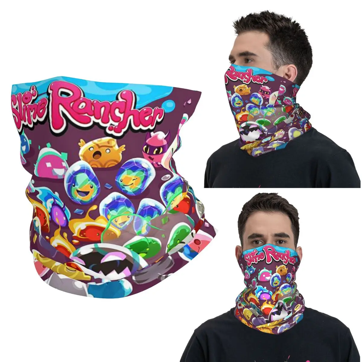 

Slime Rancher Cartoon Game Anime Cute Bandana Neck Gaiter Printed Wrap Scarf Warm Cycling Scarf Hiking Fishing For Men Women