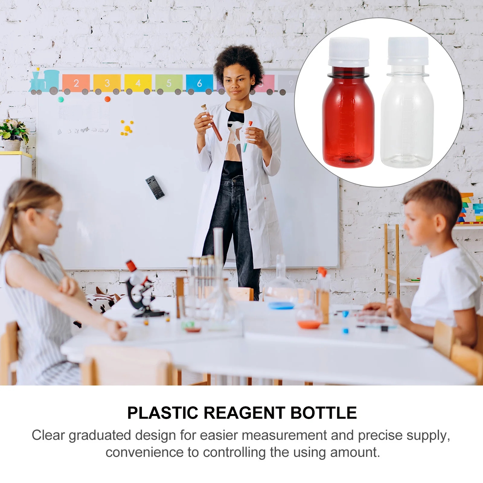 

20pcs Graduated Bottle Set Clear Plastic Reagent Bottles Leak Proof Laboratory Media Bottles For School Hospital Kitchen Use
