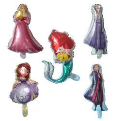 10pcs Mini Disney Elsa Sophia Mermaid Anna Sleeping Beauty Princess Foil Balloons Birthday Party Decoration Kids Toys Air Globos