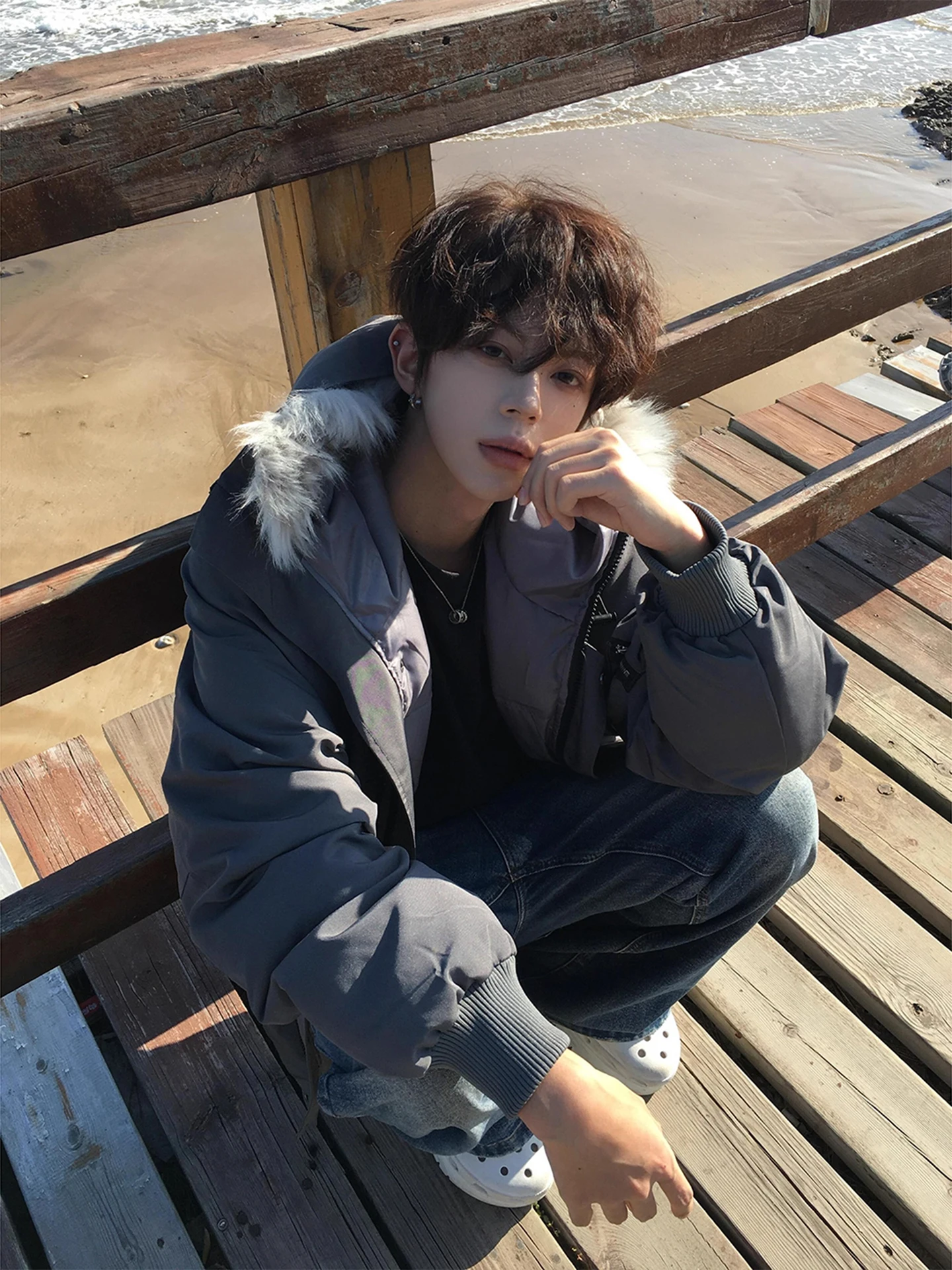 

Утепленная хлопковая куртка с капюшоном Deep ey Thiened для мужчин, зимнее теплое пальто с большим меховым воротником, в стиле ретро, рабочая одежда