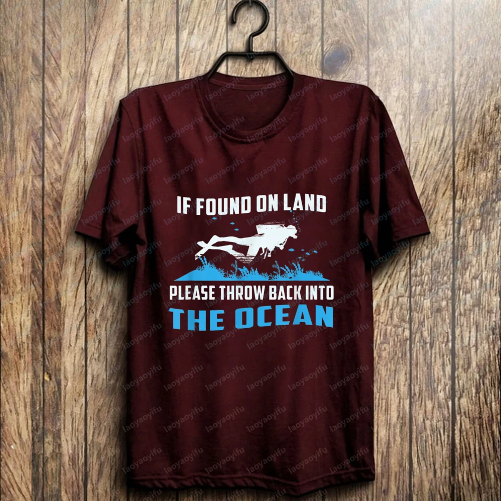 Edgy Diver Humor Cotton Tee Vintage Classic Scuba Diver Silhouette Art Shirt Trending Diving Streetwear Trend Men's Clothing