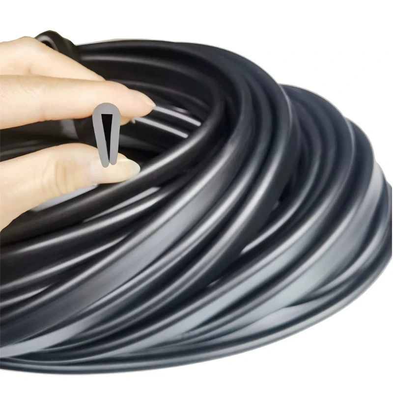 1m U-Shaped Rubber Strip Anti-Collision Edge Retainer for Glass Channel Distribution Box Cabinet - Durable Edge Protector