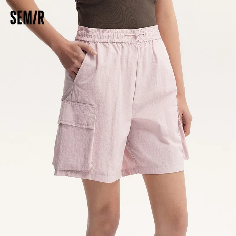 

Semir Women Elastic Waist Loose Fit Solid Color Shorts 2024 Summer New Retro Textured Work Pants Cool And Trendy