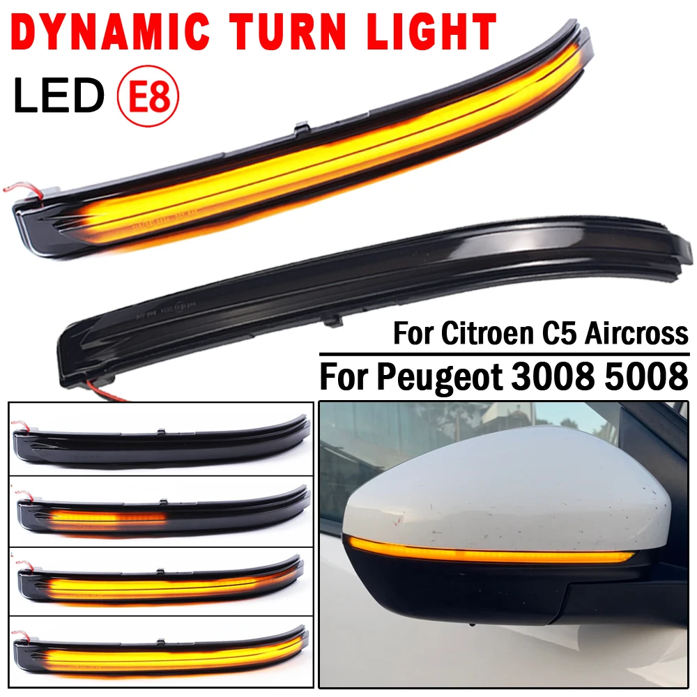 Knipperlicht Dynamische Voor Peugeot 3008 5008 2017 2018 2019 2020 2021 Dynamische LED Knipperende Side Achteruitkijkspiegel Indicator Lichten 2 Stks