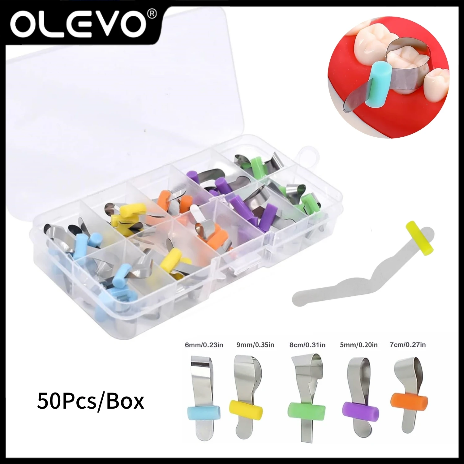 

50Pcs Dental Metal Matrices Band Orthodontic Forming Sheet Sectional Contoured Metal Matrices with Locker Sheet Dentistry Tools