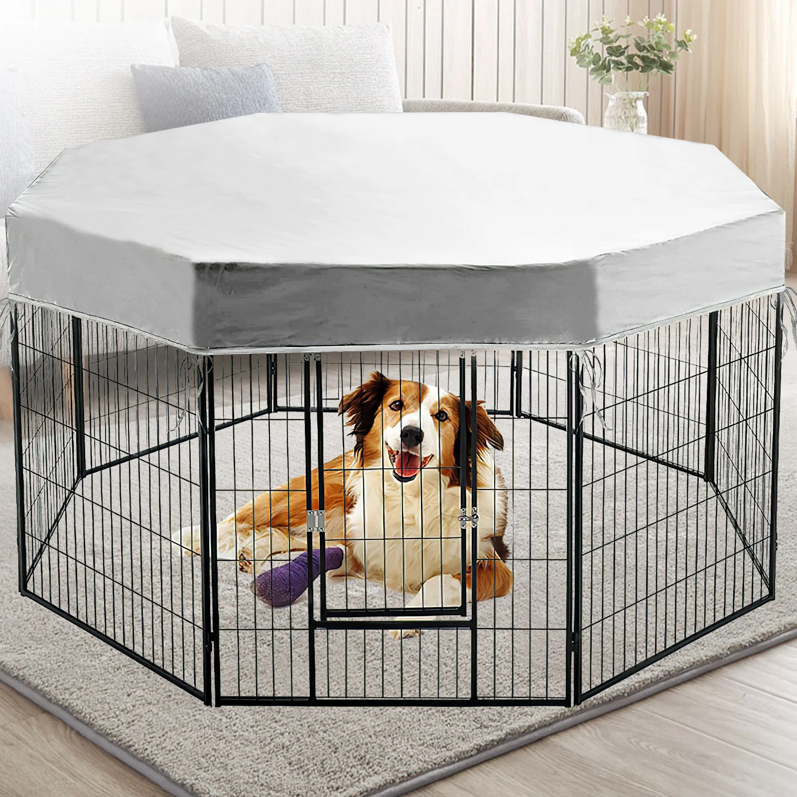 ผ้าคลุมคอกกั้นสุนัขกลางแจ้ง กันแดด กันน้ำ ผ้าคลุมกรงสัตว์เลี้ยง น้ำหนักเบา พกพาสะดวก สำหรับตั้งแคมป์และสนาม