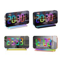 Projection Alarm Clock Digital Mirror Clock Snooze Mode Auto Dimmer Adjustable Brightness for Seniors Elderly Multifunctional