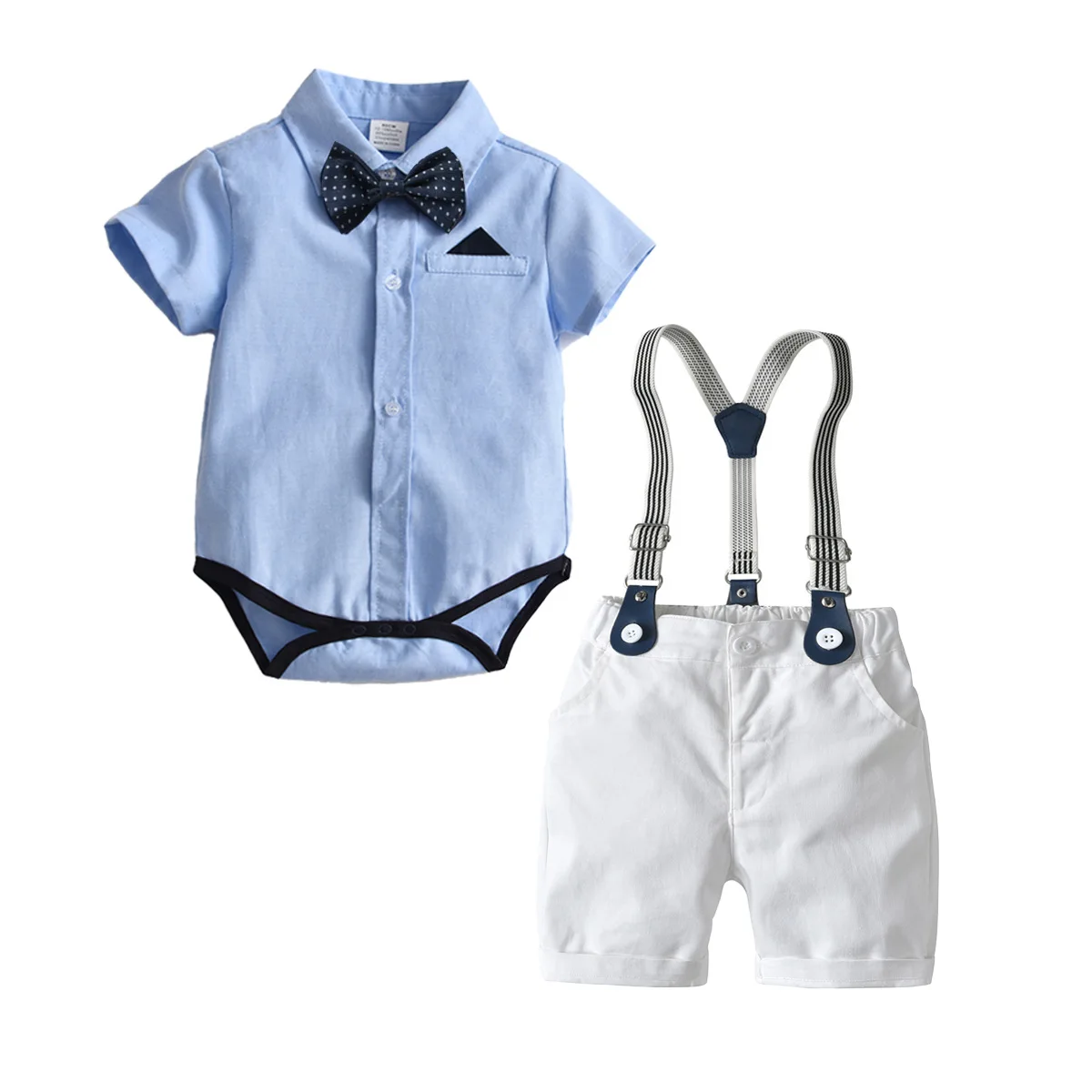 2Piece Summer Baby Boy Luxury Clothes Korean Fashion Gentleman Short Sleeve Newborn Rompers Bodysuit+Shorts Toddler Sets BC1207