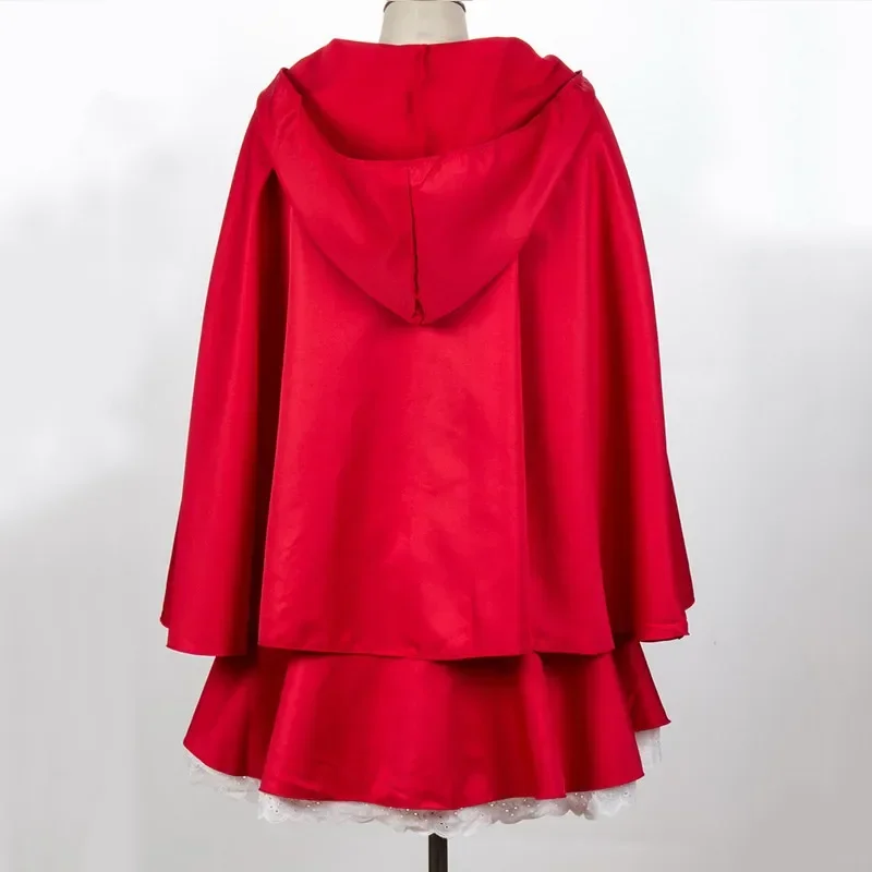 S-6XL Fairy Tale Little Red Riding Hood Costume for Women Adult Halloween Carnival Cosplay Fancy Dress Cloak