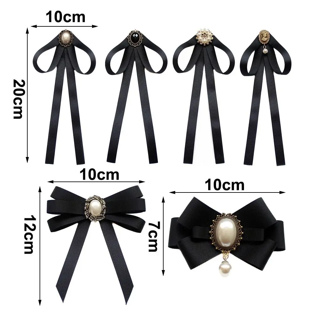 الأسود التذكاري الشريط الأسود Bowknot بروش البوليستر خمر طوق ربطة العنق كليب كريستال الراين مجوهرات ربطة العنق