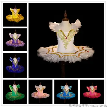 Ballet profissional tutu para meninas, prato azul e rosa, panqueca tutu, vestido de bailarina, mulheres e crianças, traje de baile infantil