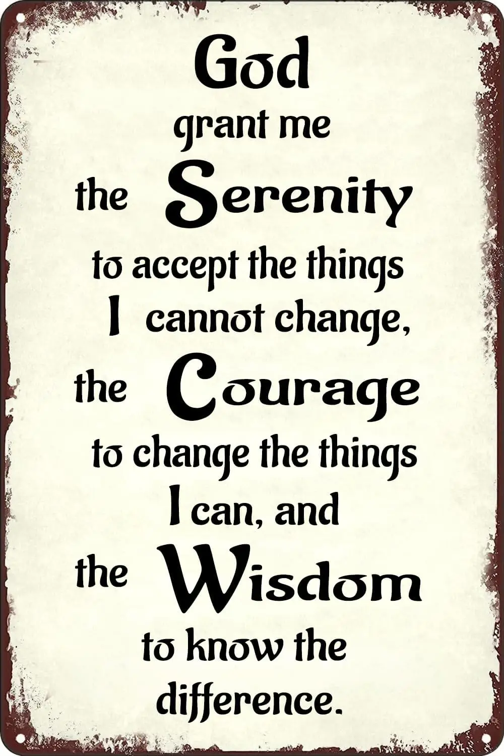 Serenity Prayer Sign Christian Wall Art God Grant Me the Serenity Vintage Metal Tin Sign for Home Bedroom Kitchen Garden Cafe Wa