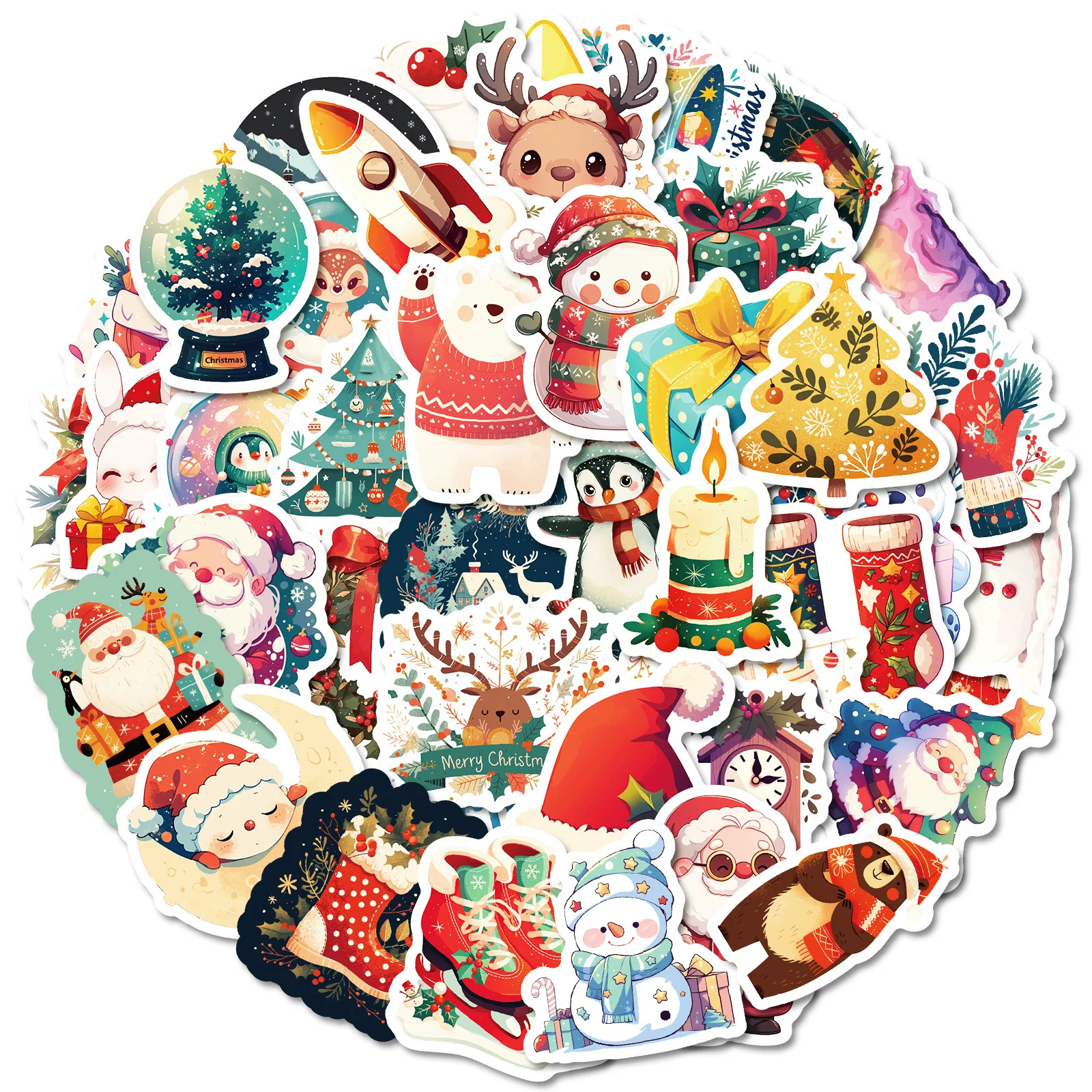AliExpress GOGOTU 10/30/50PCS Christmas Cartoon Stickers Christmas Gift Sticker Festivals Accessories Decals Scrapbook Luggage Laptop Phone Bike