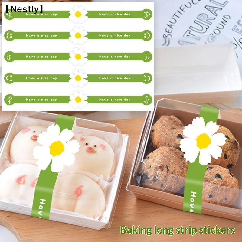50pcs Long Gift Sealing Stickers Self-Adhesive Packaging Sealing Sticker For Cake Baking Decoration Sticker〔Nest〕