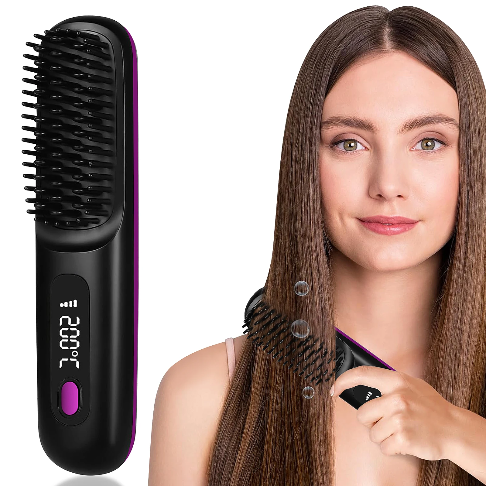 

Thermostatic Hair Straightener Comb Lcd Digital Displaystraightening Brush Quick Heat Professional Hair Straightening Brush