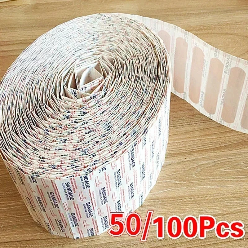 

50-100 шт. пластыри, водостойкая дышащая подушка, клейкий пластырь, наклейка для гемостаза ран, повязка для первой помощи, медицинская марля