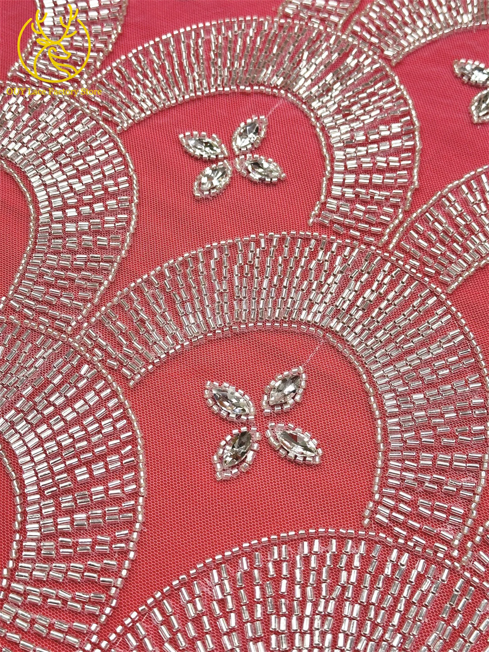 Smaragdgrüner Luxus Dubai Diamant-Perlen Tüll-Spitzenstoff Hochwertiger Afrikanischer Stein-Pailletten-Spitzenstoff für Abendkleider – Detail 17
