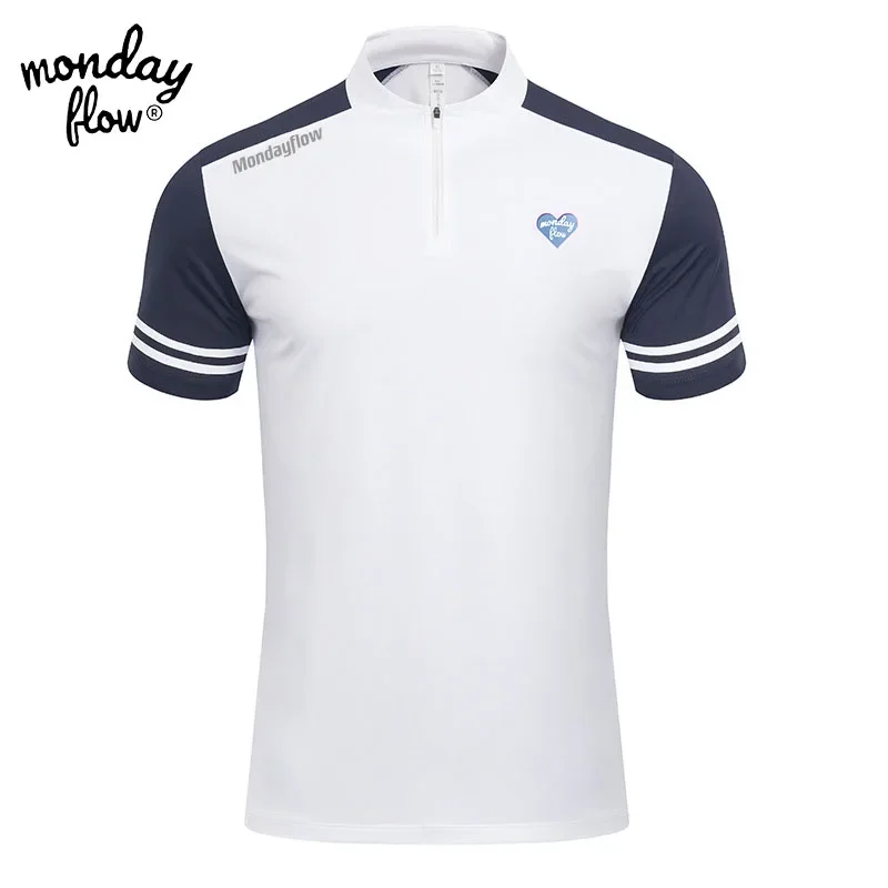 

Monday flow Men's Golf Shirt Summer Sports Golf Apparel Short Sleeve T-shirt Quick Dry Breathable Polo Shirts for Men Golf Wear