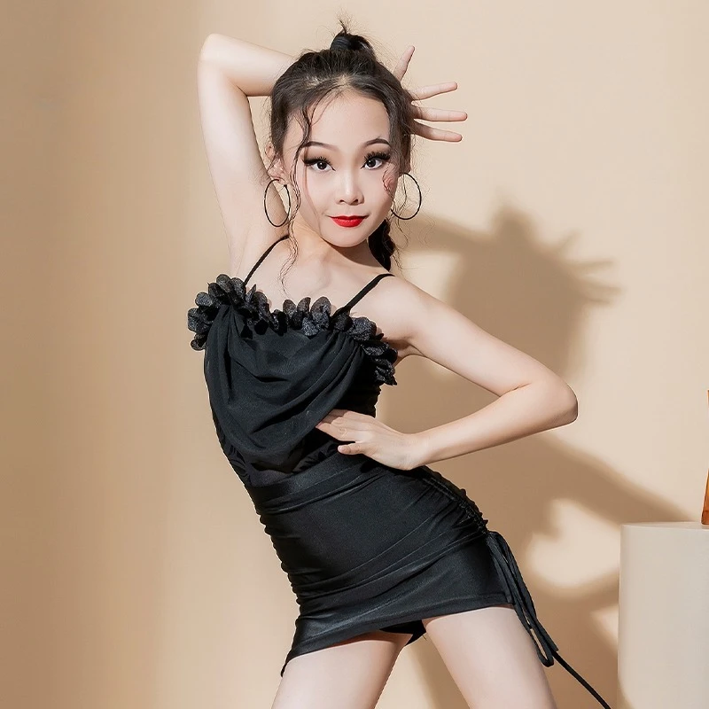 

Юбка для латинских танцев по индивидуальному заказу, тренировочный наряд для девочек, костюмы для выступлений, комплект костюмов, платья для соревнований по бальным танцам для женщин