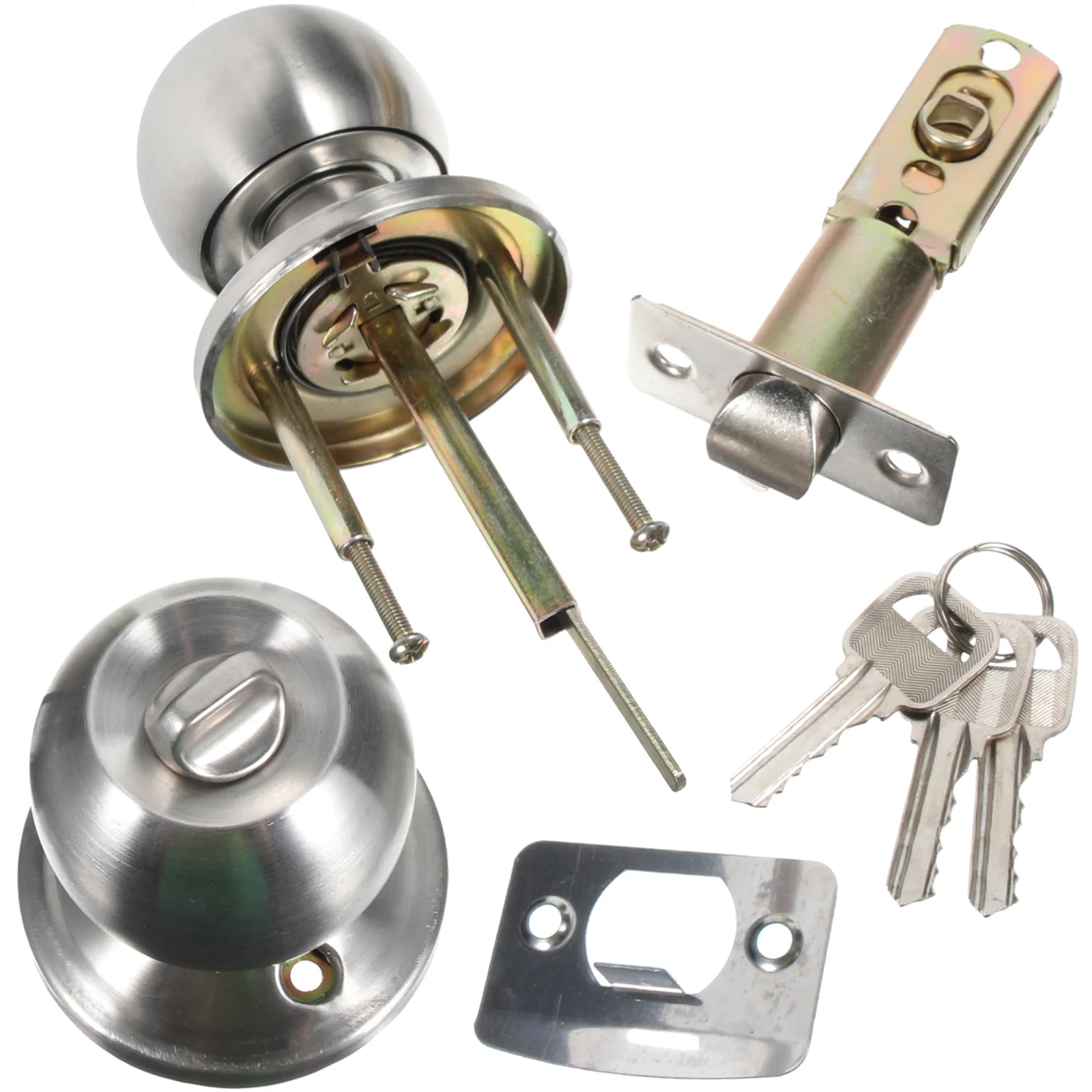 

2pcs Lock Locks for Bedroom Stainless Steel Thickened Cylinder Spring Bolt Durable Sturdy Door Knob Lock Bedroom Door