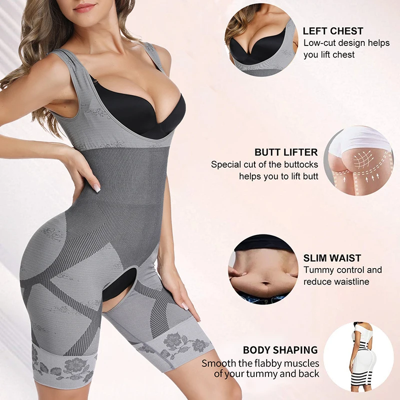 Body da donna Shaperwear Vita Trainer Dimagrante Sottoseno Con apertura sul cavallo Fajas Pancia Controllo Shaper completo del corpo