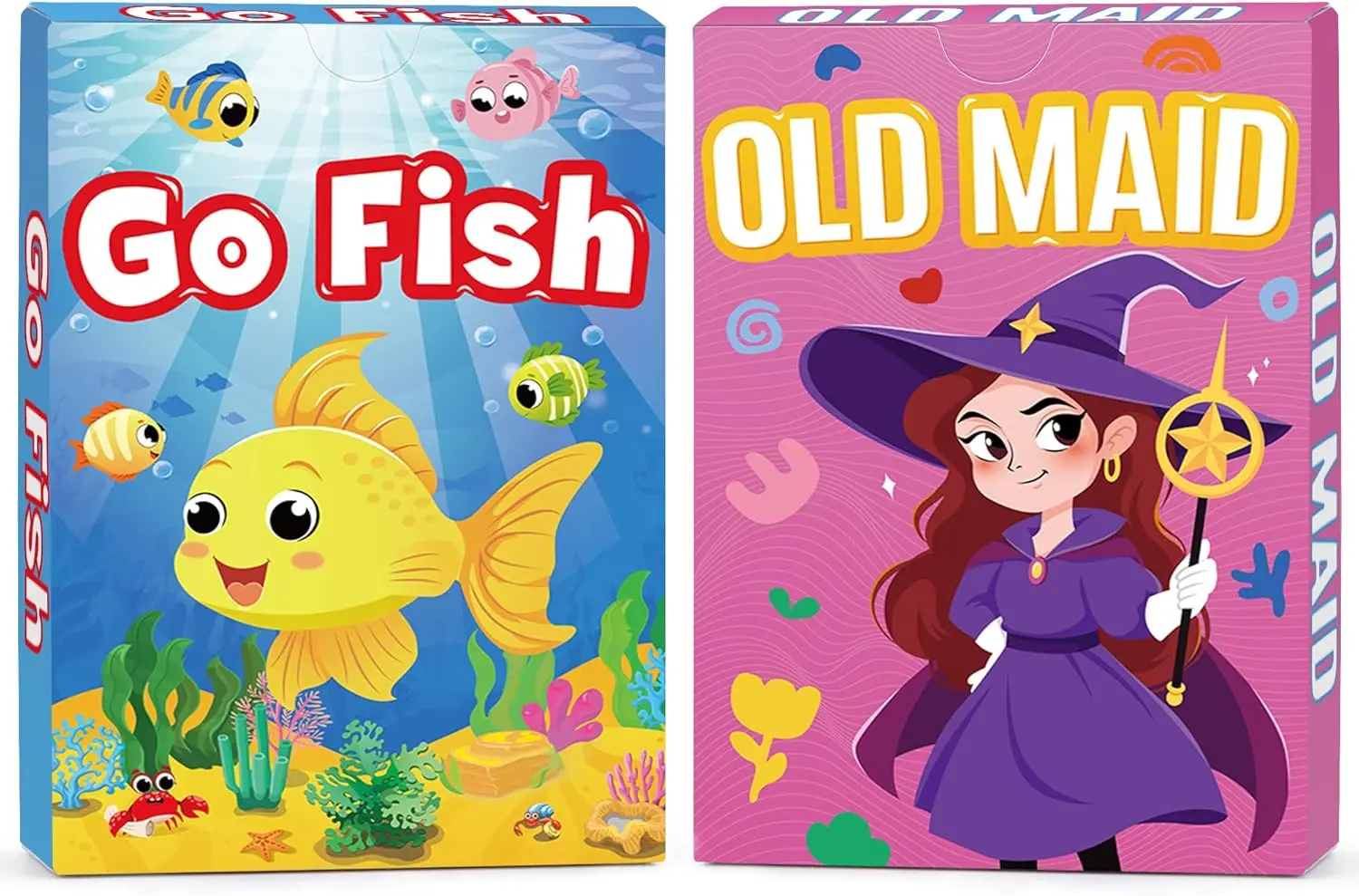 

Детские карточные игры 2 в 1: карточная игра «Go Fish», карточная игра «Old Maid», подарок для мальчиков и девочек от 2 лет, веселые развивающие карточки