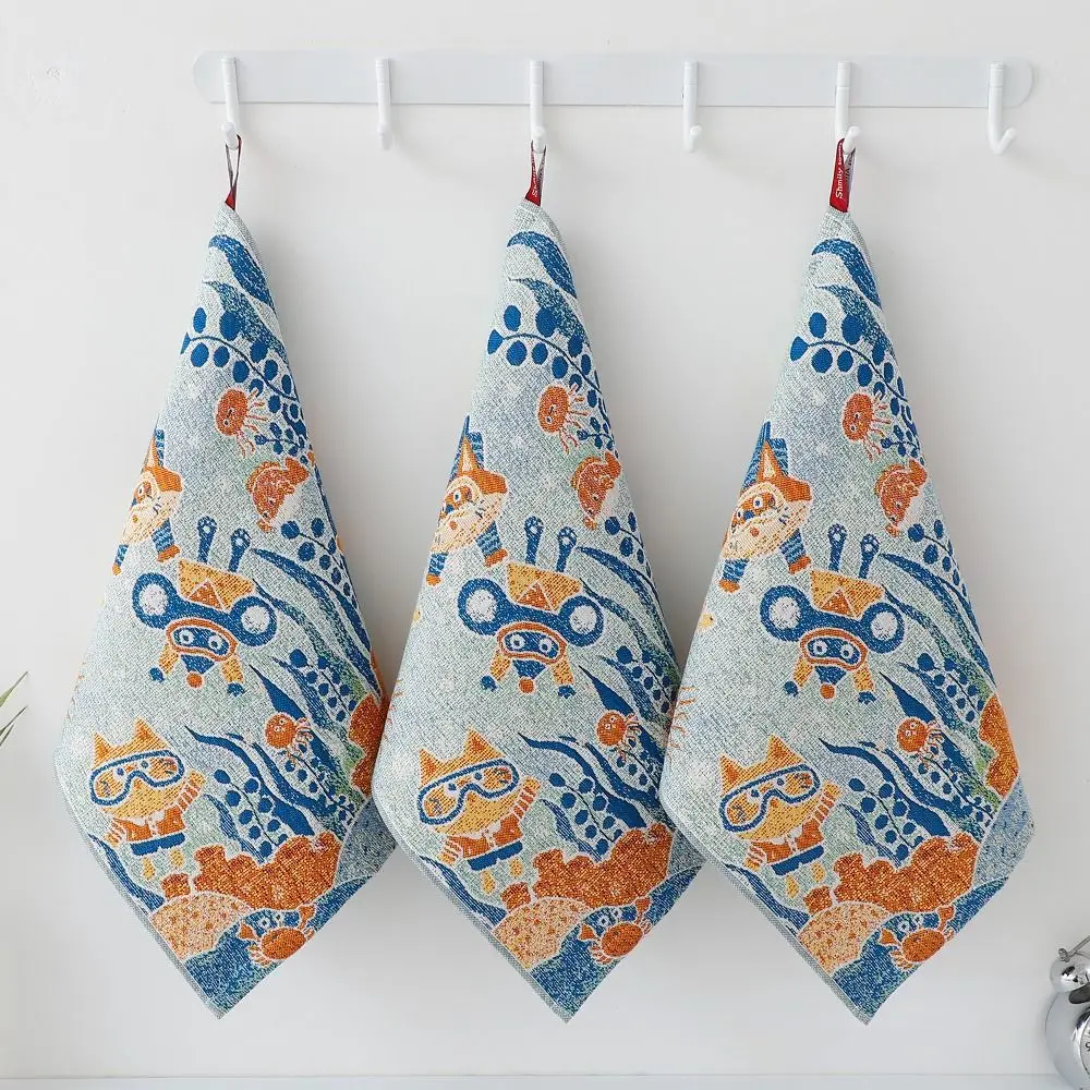 34x40cm Large Hand Towel Cartoon 4 Layer Cotton Gauze Pure Cotton Dish Cloth Decorative Quick Dry Kitchen Towel Home Restaurant