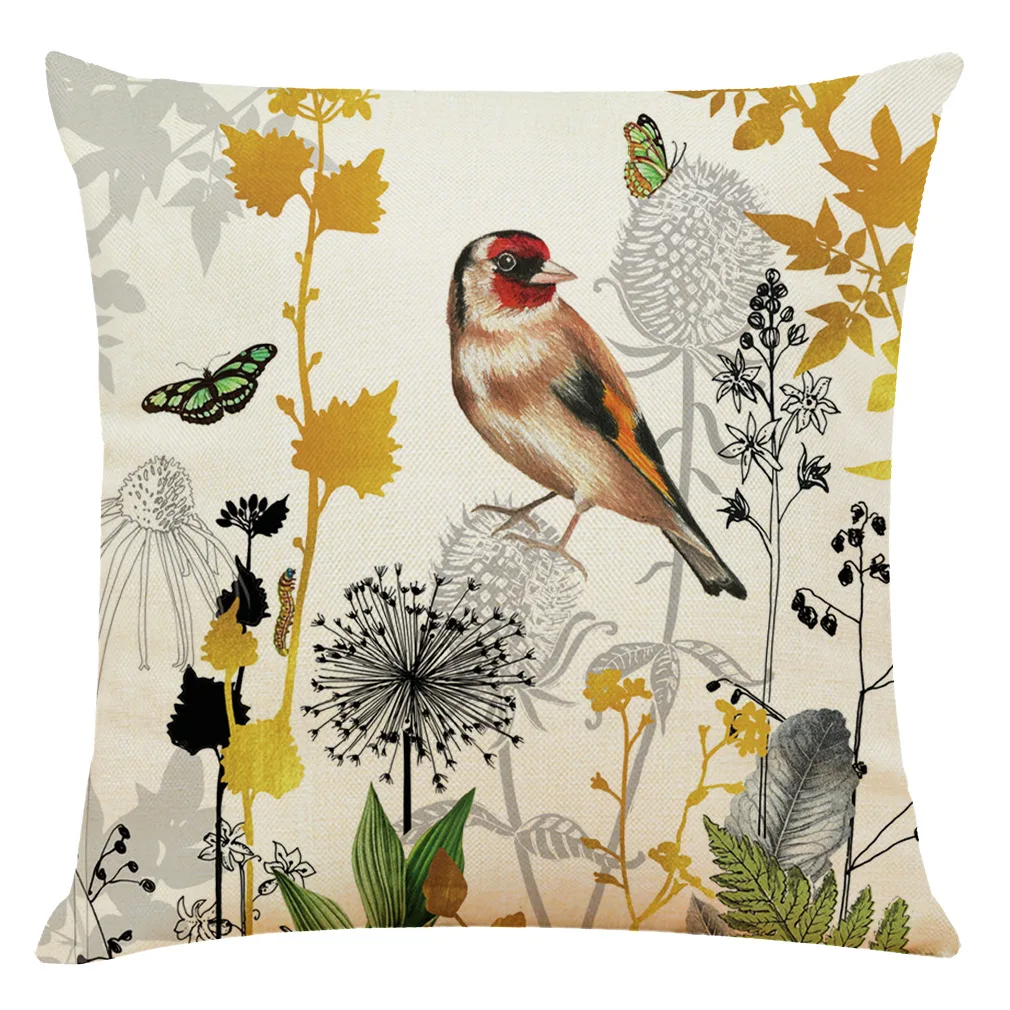 Tropical Green Plant Leaf Leaves bird Decorative Pillows Cushion Cover for Sofa Home  Living Room Decor pillowcase