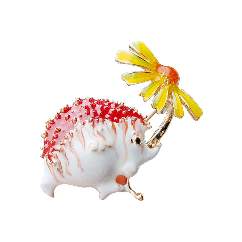 1Pc Cute Hedgehog Brooch with Colorful Daisy, Lovely Animal Flower Brooches Pins for Women Men Jewelry Accessories Gifts 2026