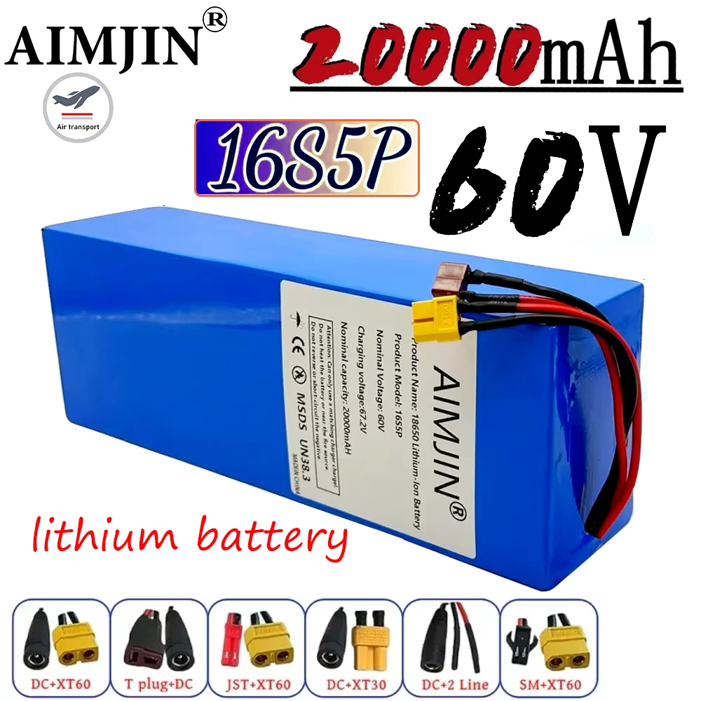 

60V 16S5P Rechargeable Battery 30000mAh High-capacity 18650 Lithium-ion Battery Pack 30Ah With BMS For Electric Scooter Battery