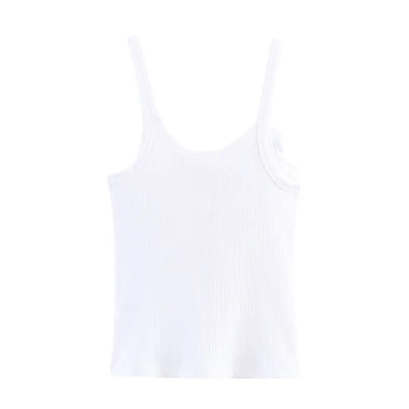 

Fall 2025 New Women's round Ne Strap Top Floral Pattern Ribbed Design Sensation Svel Vest Outerwear Regular Length