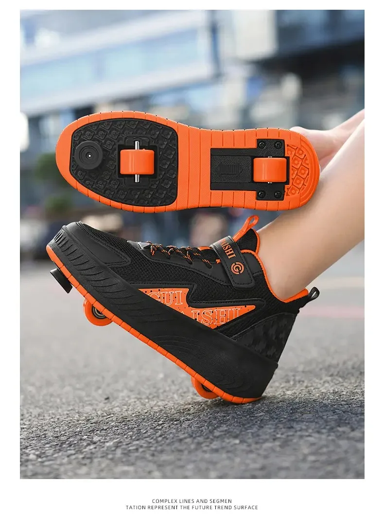 2025 남성과 여성 모두를 위한 새로운 이중 휠 브레이크 버전 운동화 및 롤러 스케이트 아동 운동화