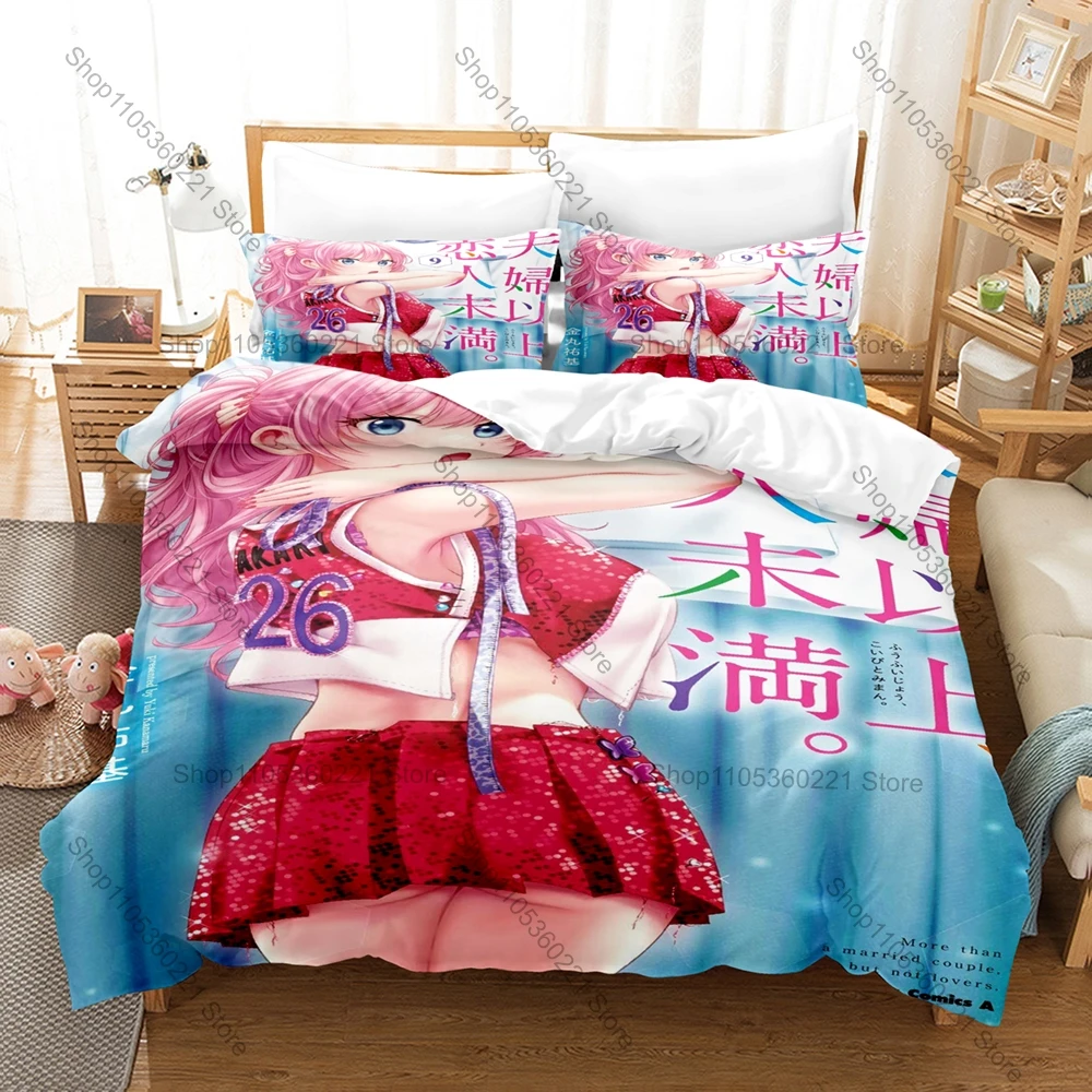 Cool Romantic Anime More Than a Married Couple Three Piece Bedding Set Zipper Pillowcase Bedroom Decor Gift No Inner Core