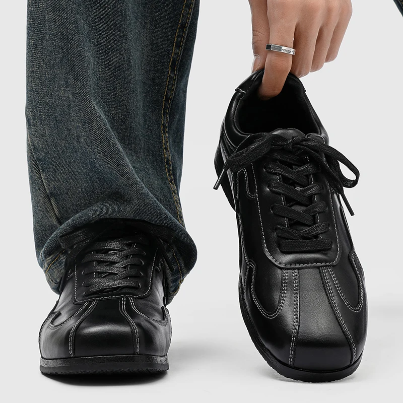 Men Leather Shoes Walking Shoes Casual Mens Sneakers Fashion Tenis Masculino All-match Man Square Toe Fashion Treking Footwear