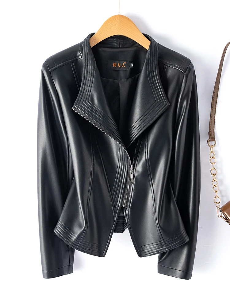   Ning 本革ジャケット レディース ショートスリムフィット 2025 春秋新作 小さいサイズ シープスキンジャケットコート トレンド