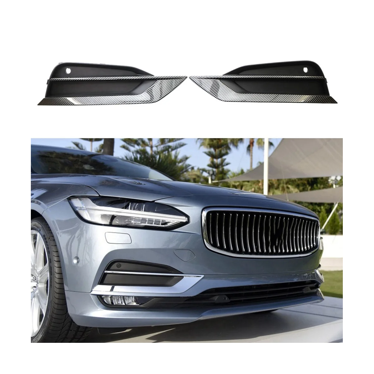 31425447 31425446 Front Bar Lower Grille Fog Light Frame Fog Light Grille Car for Volvo S90/V90 2016-2019