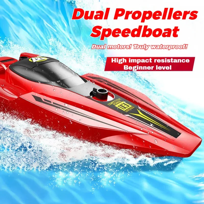 2.4GHz RC スピードボート 25km/h 高速リモコンレーシングシップ 防水電動おもちゃ デュアルモータープロペラ 子供 大人向け