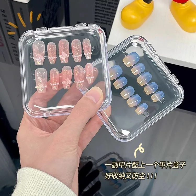 شفافة اليدوية مسمار الفن ملصقات عرض صندوق تخزين مجوهرات اكسسوارات صندوق تخزين الغبار #5