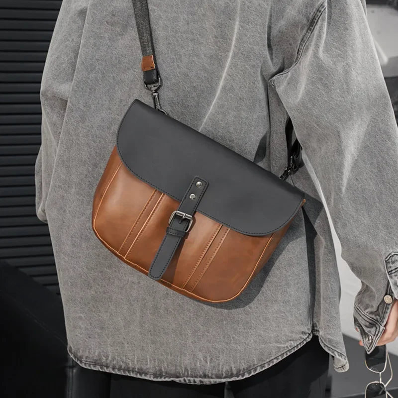 Fashion Vinatge Men's Crossbody Bags Flap Hasp Shoulder Bag Men Messenger Bag High Quality PU Leather Male Crossbody Bag Hanbags