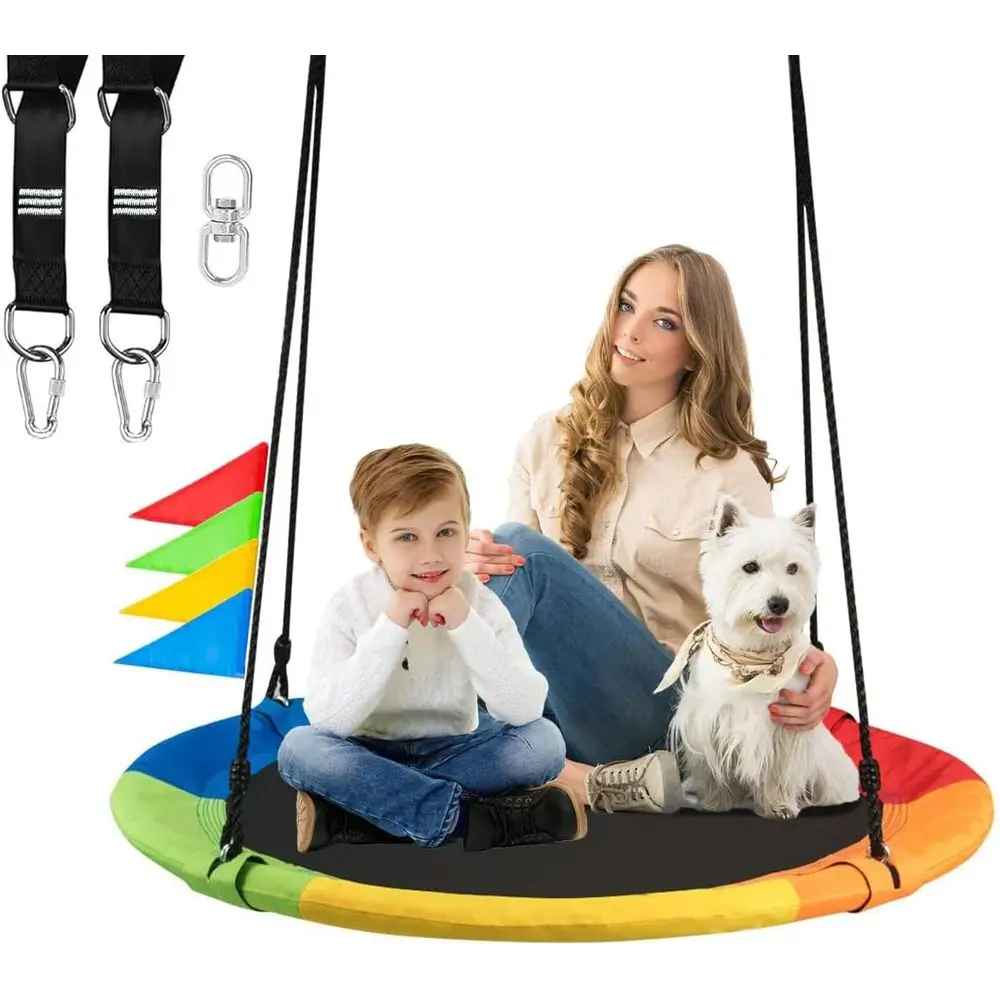 

40 Inch Saucer Tree Swing or Kids, 900lbs Swing Seat or Children with Adjustable Hanging Straps Waterproo Sae Durable Swings Set
