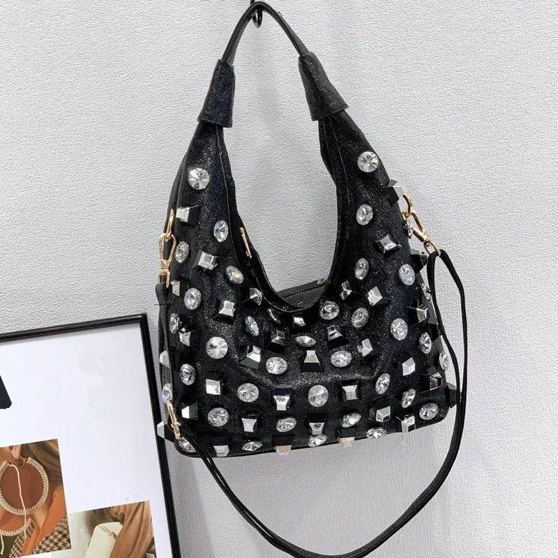 New Women's Diamond Handbag Luxury Brand Fashion Diamond Women's Shoulder Bag Large Capacity Shiny Set Women's Bag